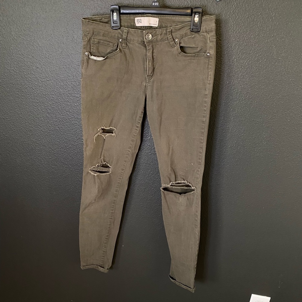 Olive skinny jeans